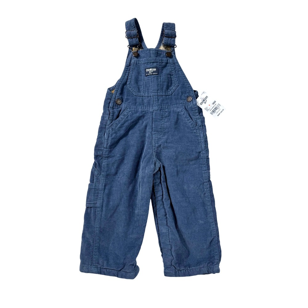 OshKosh B'gosh Blue Corduroy Overalls Kids Size 18M‎ Unisex